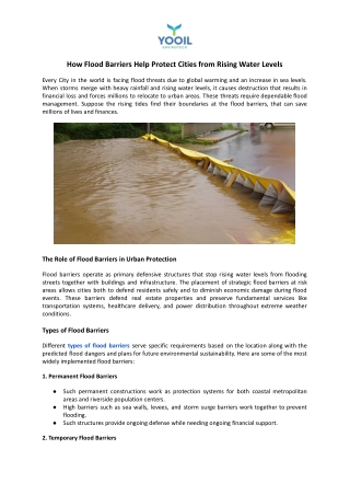 Flood Barriers: Protect Cities from Rising Water Levels