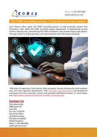 ISO 27001 Consulting Services
