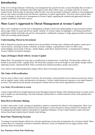 Marc Lasry's Approach to Danger Management at Avenue Capital