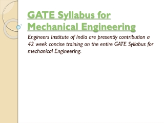 GATE Syllabus for Mechanical Engineering