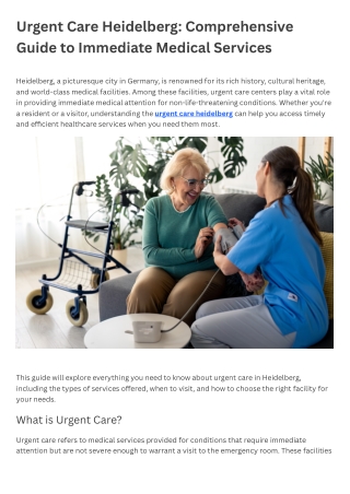 Urgent Care Heidelberg Comprehensive Guide to Immediate Medical Services