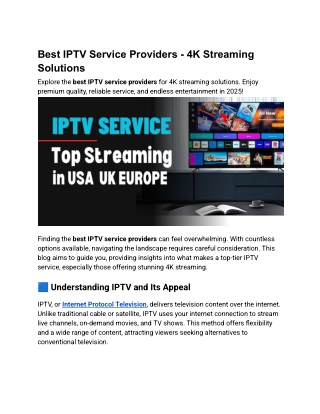 Best IPTV Service Providers - 4K Streaming Solutions