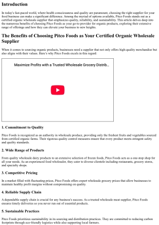 The Benefits of Choosing Pitco Foods as Your Certified Organic Wholesale Supplie