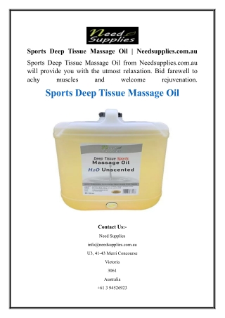 Sports Deep Tissue Massage Oil  Needsupplies.com