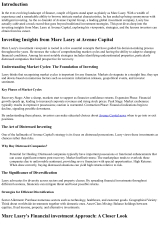 Investing Insights from Marc Lasry at Avenue Capital