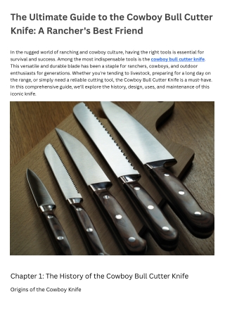 The Ultimate Guide to the Cowboy Bull Cutter Knife A Rancher's Best Friend