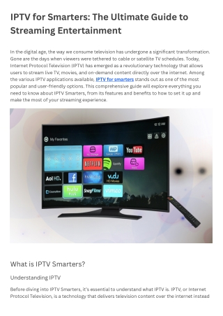 IPTV for Smarters The Ultimate Guide to Streaming Entertainment