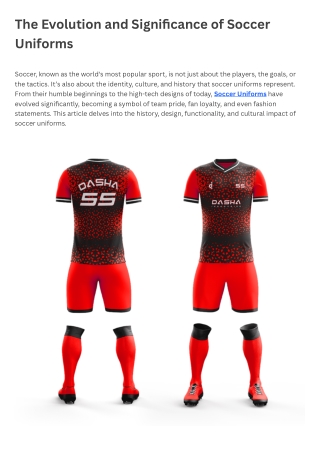 The Evolution and Significance of Soccer Uniforms