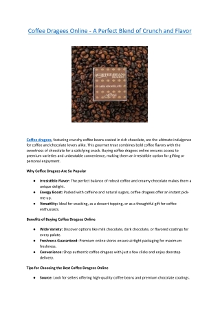 Coffee Dragees Online - A Perfect Blend of Crunch and Flavor