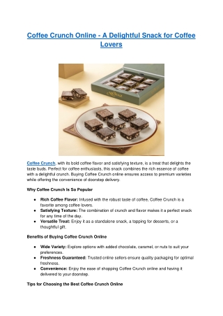 Coffee Crunch Online - A Delightful Snack for Coffee Lovers