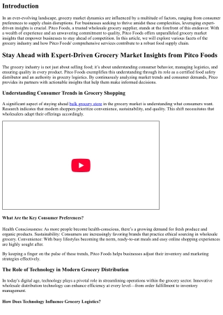 Stay Ahead with Expert-Driven Grocery Market Insights from Pitco Foods