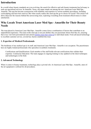 Why Locals Trust American Laser Med Spa - Amarillo for Their Beauty Needs.