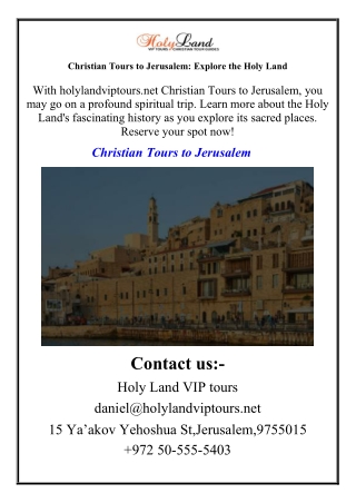 Christian Tours to Jerusalem Explore the Holy Land