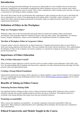 Discovering the Benefits of Comprehensive Ethics Training