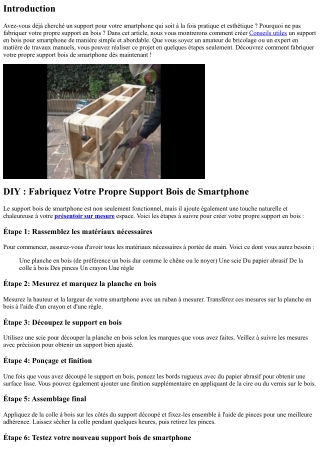 DIY : Fabriquez Votre Propre Support Bois de Smartphone