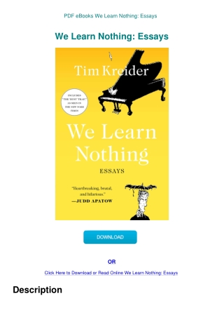PDF eBooks We Learn Nothing Essays