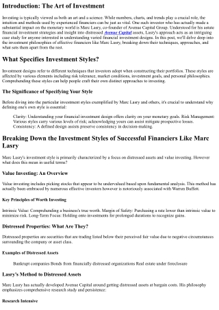 Breaking Down the Investment Styles of Effective Investors Like Marc Lasry