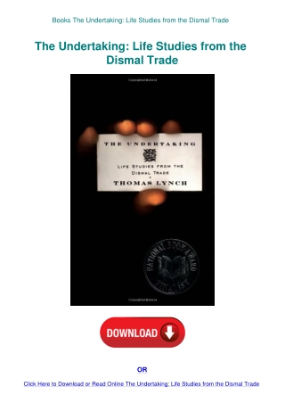 Books  The Undertaking Life Studies from the Dismal Trade