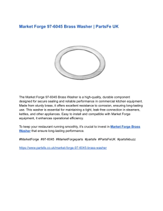 Market Forge 97-6045 Brass Washer _ PartsFe UK