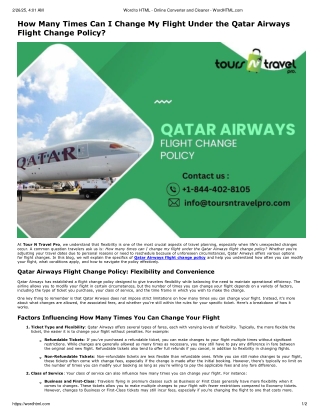Qatar Airways flight change policy | Tour N Travel Pro