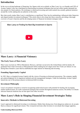 Marc Lasry's Function in Shaping Investment Methods Today