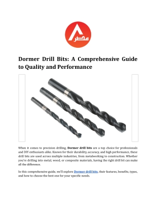 Dormer Drill Bits: A Comprehensive Guide to Quality and Performance