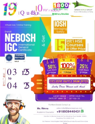 NEBOSH IGC COURSE  RAFFLE DRAW OFFER IN TRIVANDRUM