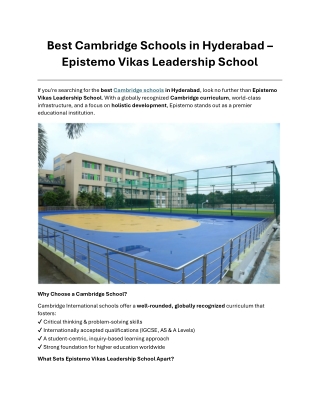 Best Cambridge Schools in Hyderabad – Epistemo Vikas Leadership School