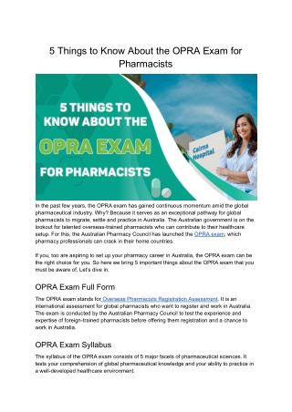 5 Things to Know About the OPRA Exam for Pharmacists