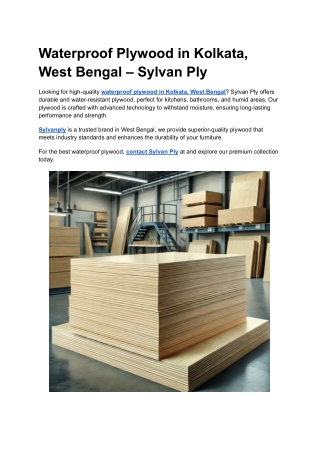 Waterproof Plywood in Kolkata, West Bengal – Sylvan Ply
