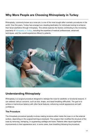 Why More People are Choosing Rhinoplasty in Turkey