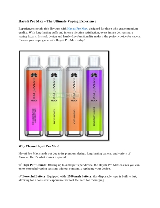 Hayati Pro Max – The Ultimate Vaping Experience