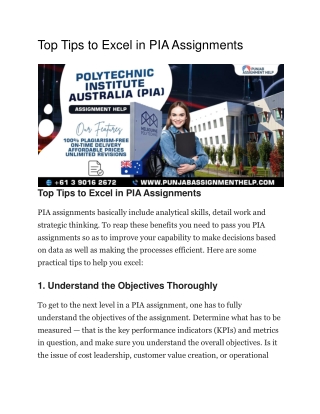 Top Tips to Excel in PIA Assignments