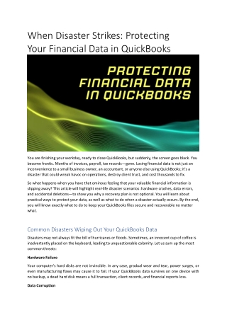 When Disaster Strikes: Protecting Your Financial Data in QuickBooks