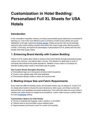 Customization in Hotel Bedding_ Personalized Full XL Sheets for USA Hotels