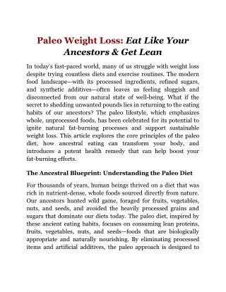 Paleo Weight Loss_ Eat Like Your Ancestors & Get Lean