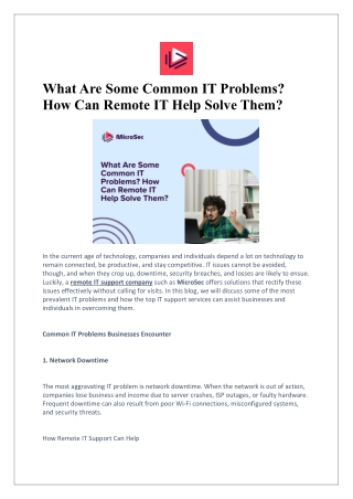 What Are Some Common IT Problems? How Can Remote IT Help Solve Them?
