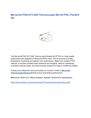 Merrychef PSA1273 E4S Thermocouple Bkt Kit Ptfe _ PartsFe UK