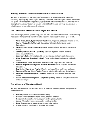 Astrology and Health_ Understanding Well-Being Through the Stars
