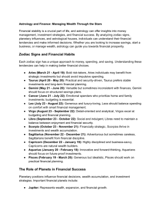 Astrology and Finance_ Managing Wealth Through the Stars