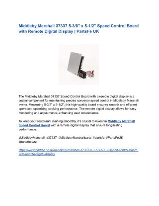 Middleby Marshall 37337 5-3_8_ x 5-1_2_ Speed Control Board with Remote Digital Display _ PartsFe UK