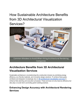 How Sustainable Architecture Benefits from 3D Architectural Visualization Services __off-site Vizent kriti