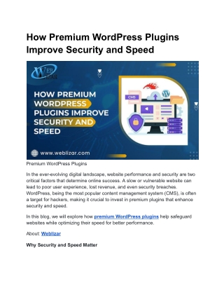 How Premium WordPress Plugins Improve Security and Speed