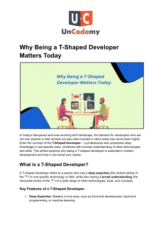 Why Being a T-Shaped Developer Matters Today