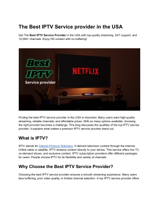 The Best IPTV Subscription Service in the USA