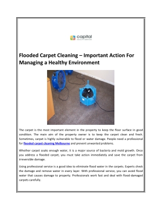 Flooded Carpet Cleaning – Important Action For Managing a Healthy Environment