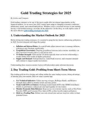 Gold Trading Strategies for 2025 for Reliable Profits