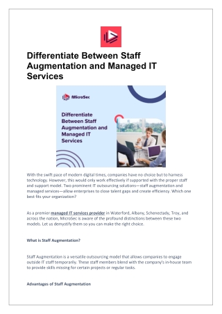 Differentiate Between Staff Augmentation and Managed IT Services
