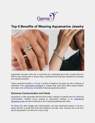 Top 6 Benefits of Wearing Aquamarine Jewelry