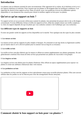 Comment Choisir le Bon Support en Bois pour Vos Plantes